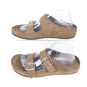 Aravon Womens Sandals 10AA Leather Slip On New Balance Brown